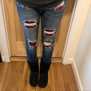 Judy blue jeans with plaid patch